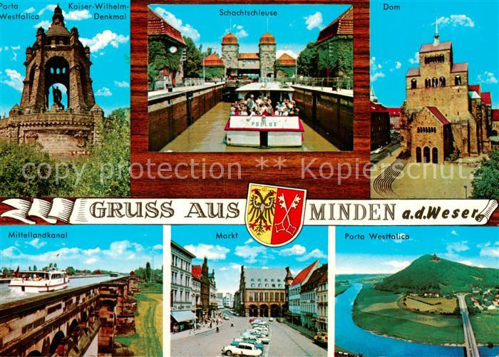 Minden  Westfalen Weser Porta Westfalica Kaiser Wilhelm Denkmal Schachtschleuse