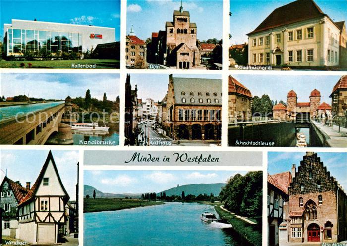 Minden  Westfalen Weser Hallenbad Dom Stadtbuecherei Kanalbrueck Rathaus Schacht