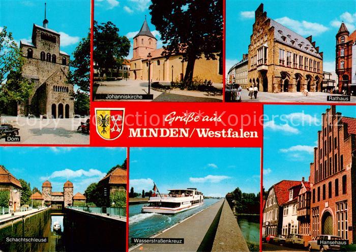 Minden  Westfalen Weser Dom Johanniskirche Rathaus Schachtschleuse Wasserstrasse