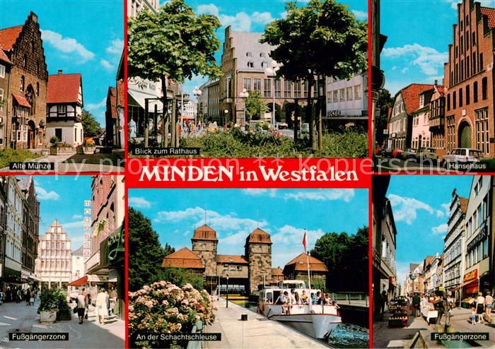 Minden  Westfalen Weser Alte Muenze Rathaus Hansehaus Fussgaengerzone Schachtsch