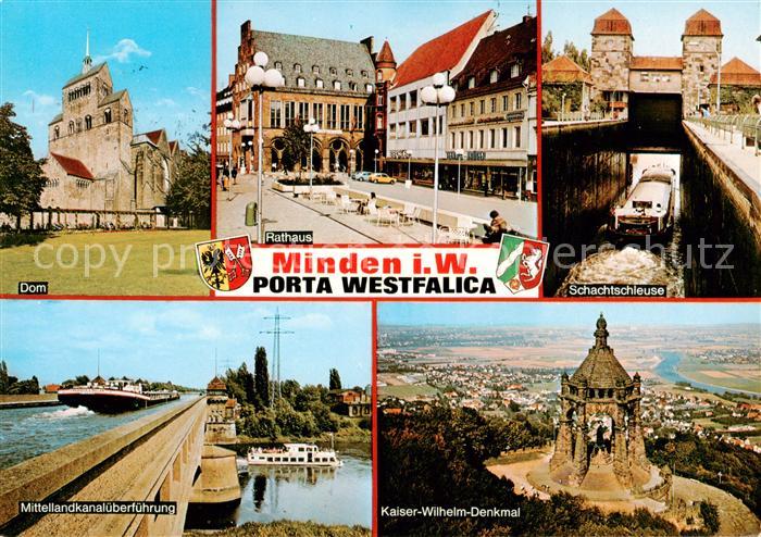 Minden  Westfalen Weser Dom Rathaus Schachtschleuse Mittellandkanalueberfuehrung