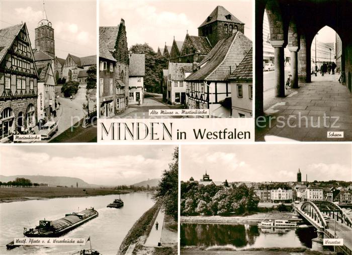 Minden  Westfalen Weser Marienkirche Alte Muenze und Martinikirche Scharn Blick
