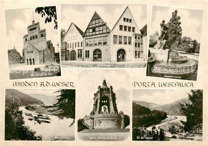 Minden  Westfalen Weser 1000jaehriger Dom Heimatmuseum Konzertbrunnen Weserparti