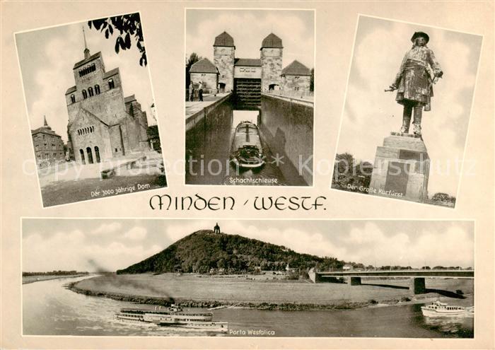 Minden  Westfalen Weser 1000jaehriger Dom Schachtschleuse Der Grosse Kurfuerst P
