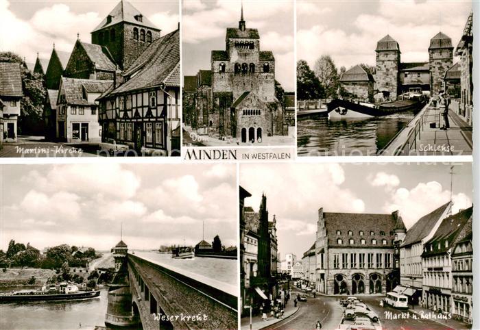 Minden  Westfalen Weser Martini Kirche Dom Schleuse Weserkreuz Markt und Rathaus