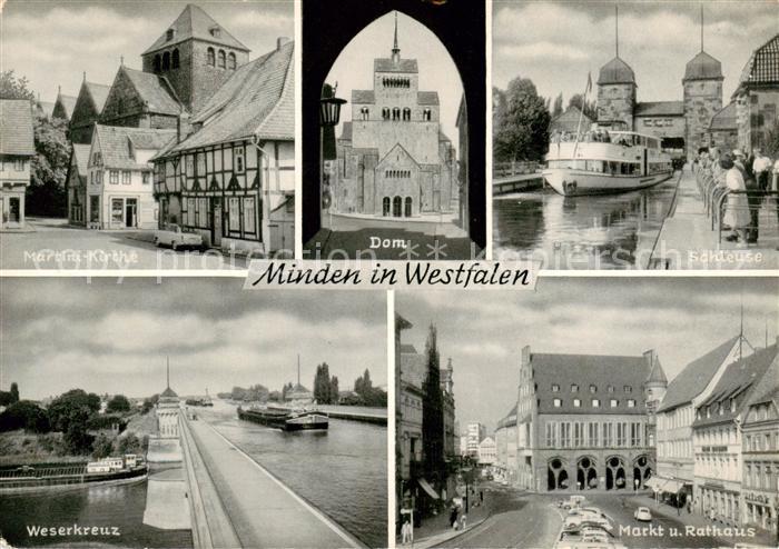 Minden  Westfalen Weser Martini Kirche Dom Schleuse Weserkreuz Markt und Rathaus