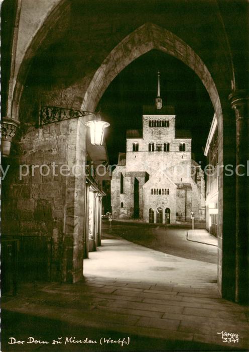 Minden  Westfalen Weser Dom bei Nacht
