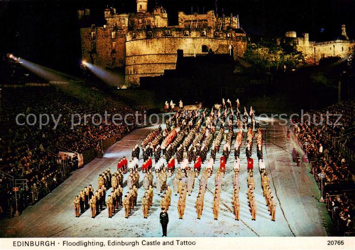 Edinburgh  Scotland UK Floodlighting Edinburgh Castle and Tattoo