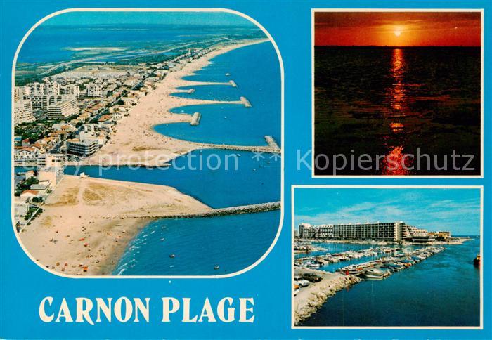 Carnon-Plage 34 Herault Vue aérienne Coucher de soleil sur l étang Port de plais