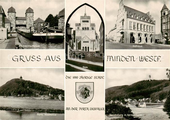 Minden  Westfalen Weser Schachtschleuse Dom Rathaus Porta Westfalica Jacobsberg