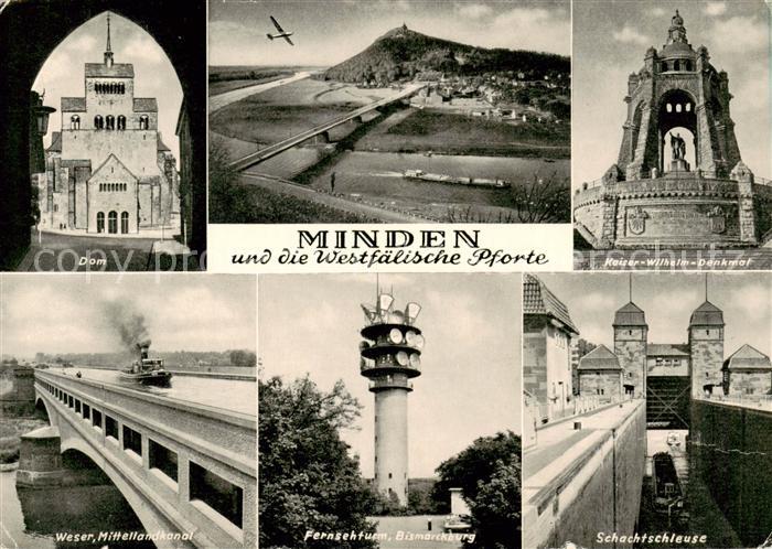 Minden  Westfalen Weser Panorama Westfaelische Pforte Kaiser Wilhelm Denkmal Dom