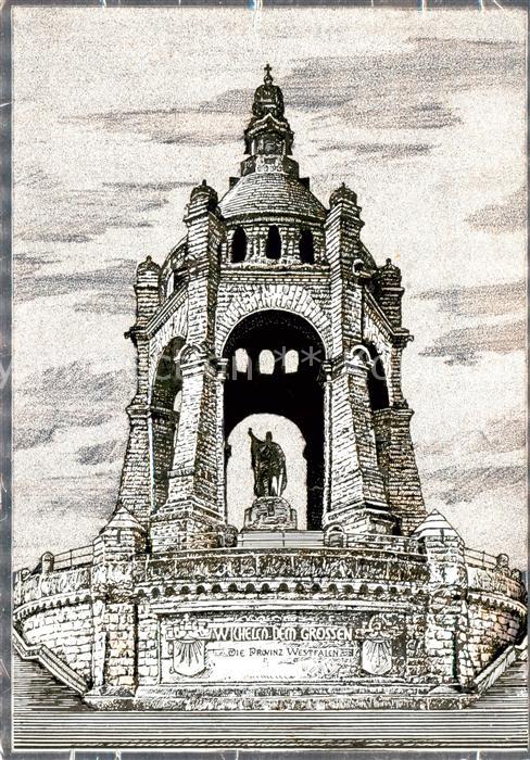 Porta Westfalica Kaiser Wilhelm Denkmal auf dem Wittekindberg Kuenstlerkarte