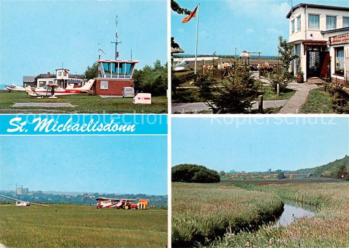 St Michaelisdonn Fliegerklause Flugplatz Motorflugzeug Segelflugzeug Landschafts