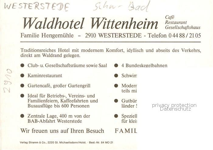 Westerstede Ammerland Niedersachsen Waldhotel Wittenheim Cafe Restaurant Gesells – Bild 2