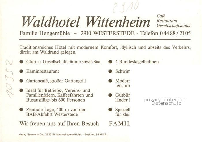 Westerstede Ammerland Niedersachsen Waldhotel Wittenheim Cafe Restaurant Gesells – Bild 2