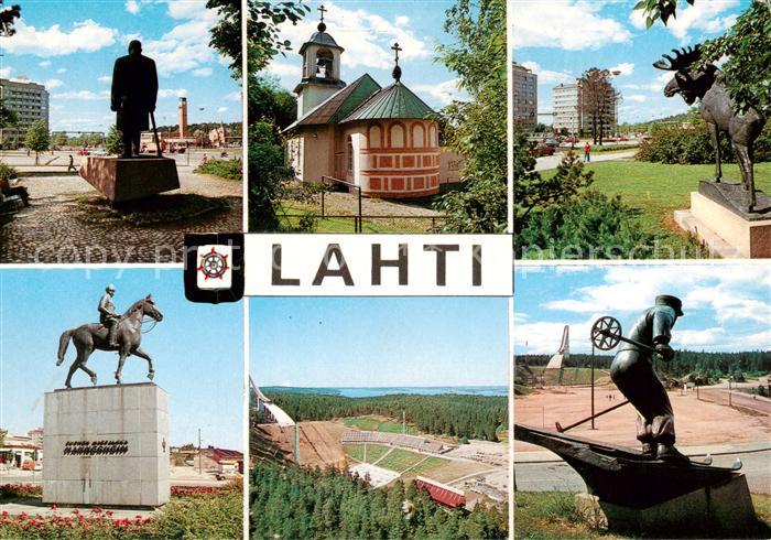 Lahti Statuen Reiterdenkmal Kirche Hochhaus Stadion