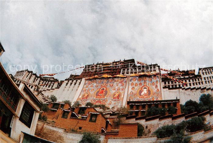 Lhasa China Display of a giant Tangka in Potala Palace