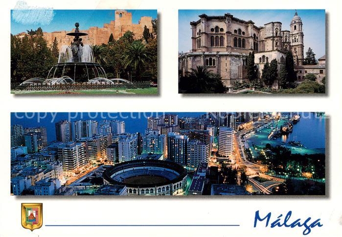 Malaga Andalucia ES Brunnen Schloss Panorama