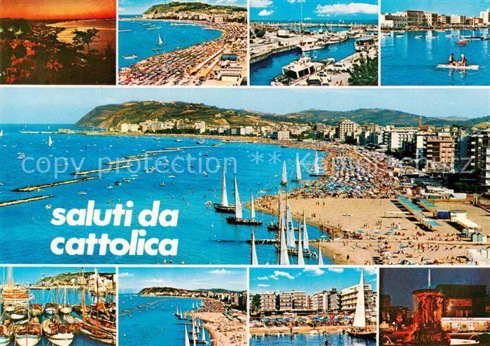 Cattolica  Provincia Rimini IT Teilansichten Fliegeraufnahme Bootshafen Strandpa