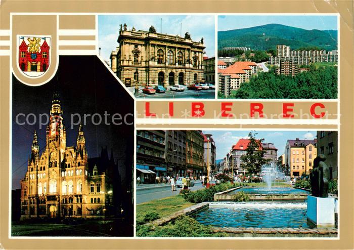 Liberec Reichenberg Divadlo FX Saldy Sidliste Kraluv haj Radnice v nocnim osvetl