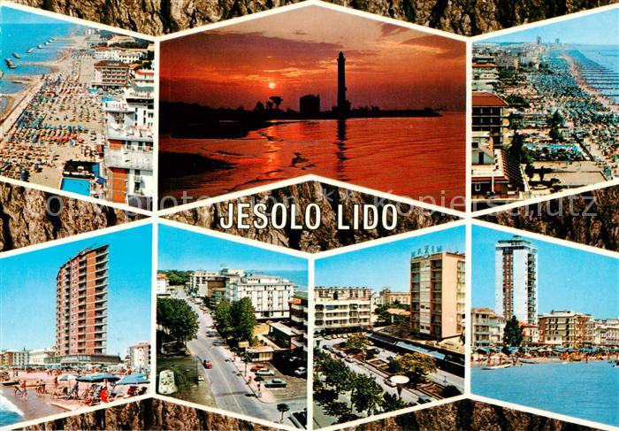 Jesolo Lido IT Strandpartien Hotels Strasse Sonnenuntergang