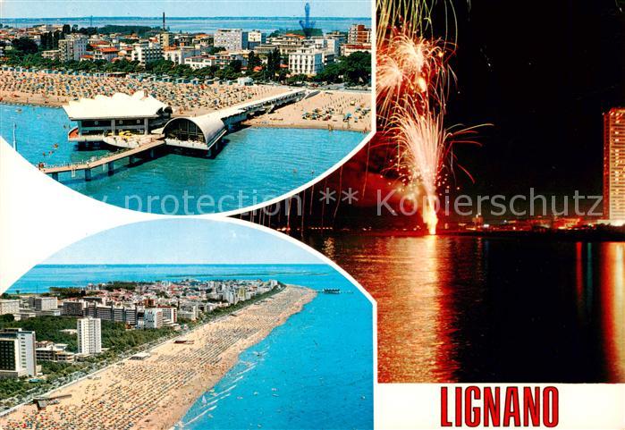 Lignano IT Panorama Fuerwerk Fliegeraufnahme