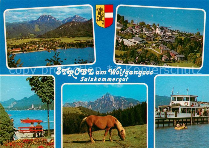 Strobl Wolfgangsee AT Fliegeraufnahmen Seepartie Panorama Schiffslaende