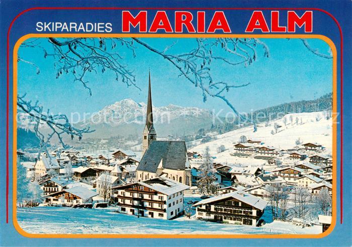 Maria Alm Steinernen Meer AT Ortsansicht mit Skigebiet Alberg Langeck