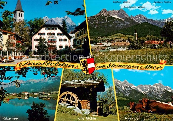 Saalfelden Steinernes Meer AT Ortspartie Panorama Ritzensee Alte Muehle Alm Idyl