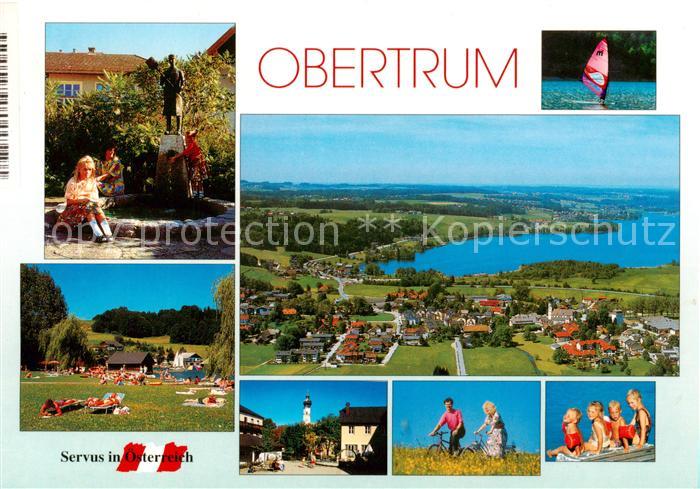 Obertrum See AT Brunnen Liegewiese Panorama Ortspartie Radfahren Kinder