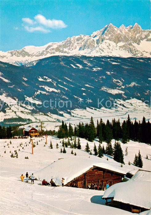 Flachau Skigebiet Griessenkaralm mit Griessenkar Haus und Hoher Dachstein