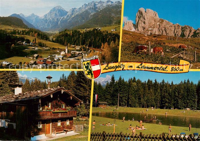Lungoetz Annaberg Lammertal AT mit Tennengebirge Stuhlalm und Bischofsmuetze Lie