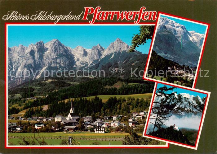 Pfarrwerfen Pinzgau AT mit Tennegebirge Werfenweng Hochkoenig Burg Hohenwerfen