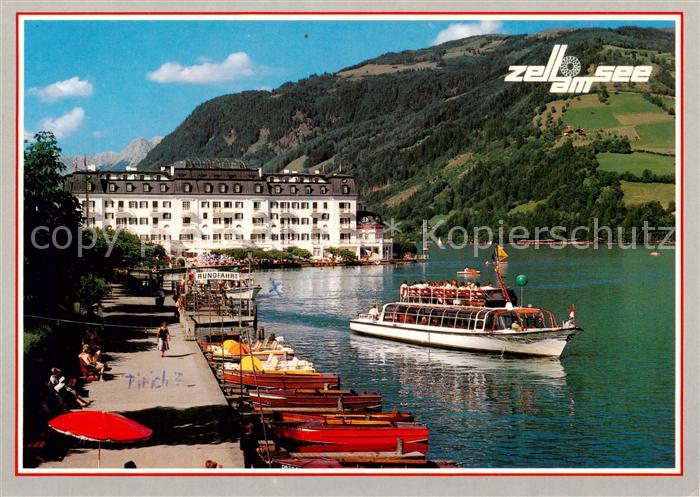 Zell See AT Uferpromenade mit Grand Hotel Fahrgastschiff