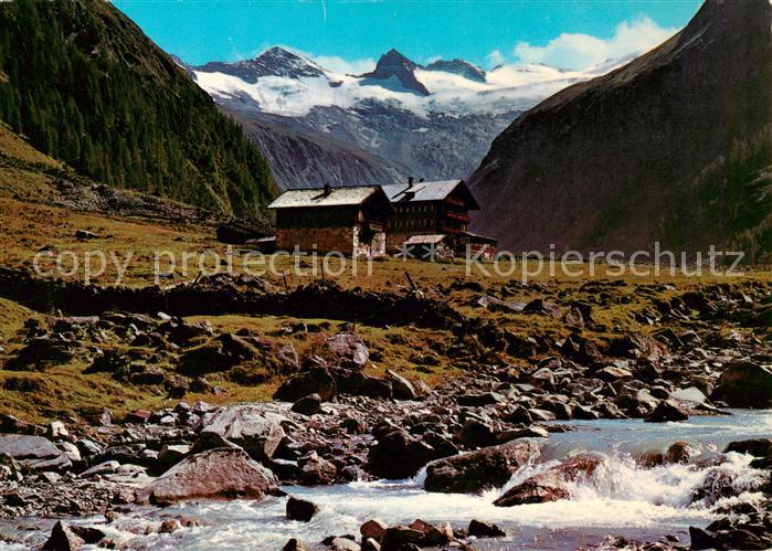 Bramberg Habachtal Wildkogel AT Gasthof Alpenrose  mit Habachkees und Schwarzkop