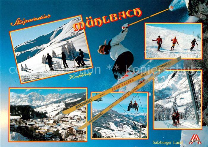 Muehlbach Hochkoenig AT Skiparadies Hochkoenig Skifahrer Sessellift Schlepplift