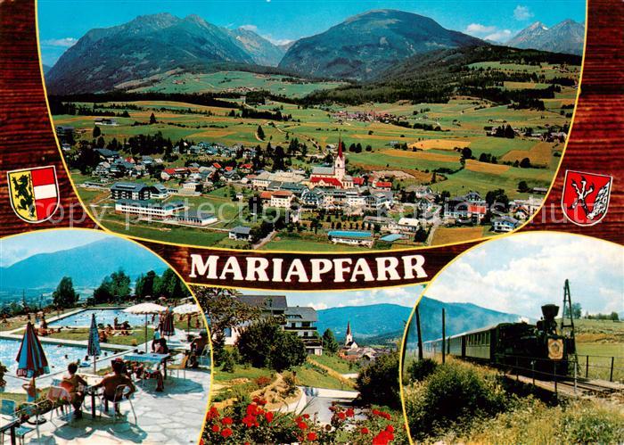 Mariapfarr AT Fliegeraufnahme Schwimmbad Ortspartie Dampflok