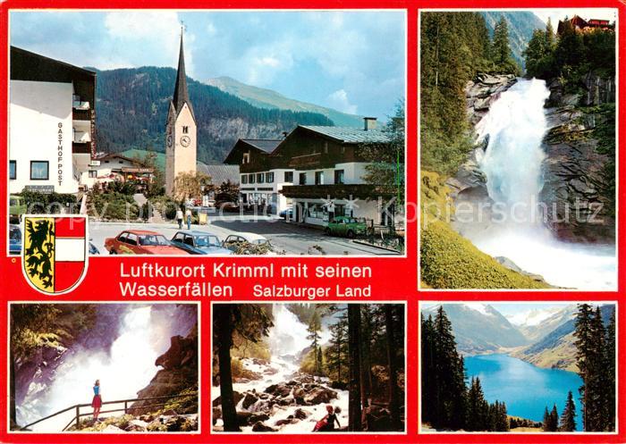 Krimml Pinzgau AT Ortspartie Mittlerer Fall mit Gasthof Schoenangerl und Sandner