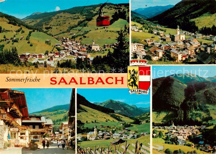 Saalbach -Hinterglemm AT Ortsansicht mit Schattbergseilbahn Dorfstrasse Hintergl