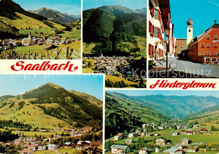 Saalbach -Hinterglemm AT mit Zwoelferkogel Schattberg Ortsmitte Hinterglemm Saal