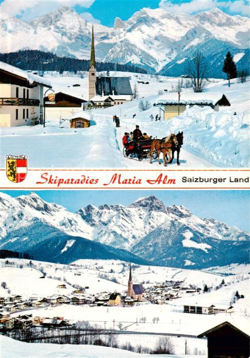 Maria Alm Steinernen Meer AT Ortspartie mit Pferdeschlitten Panorama