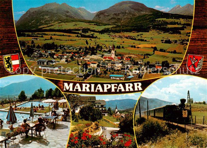 Mariapfarr AT Fliegeraufnahme Schwimmbad Panorama Dampflok