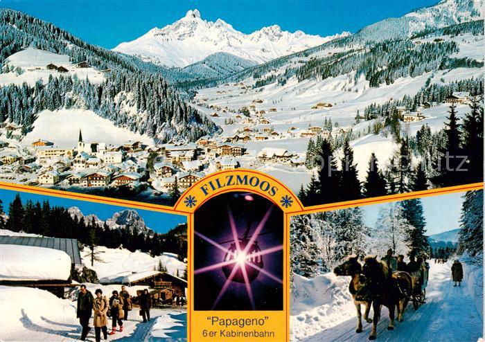 Filzmoos AT Panorama mit Bischofsmuetze Wandern und Pferdeschlittenfahrten zu de