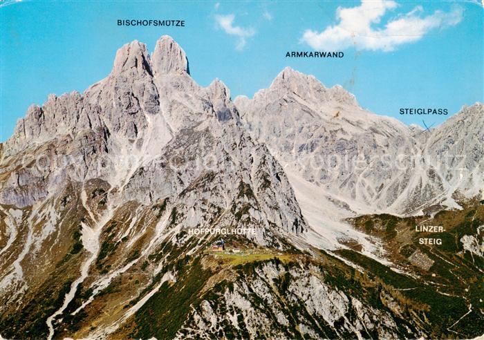 Filzmoos AT Hofpuerglhuette mit Bischofsmuetze Steiglpass Linzersteig