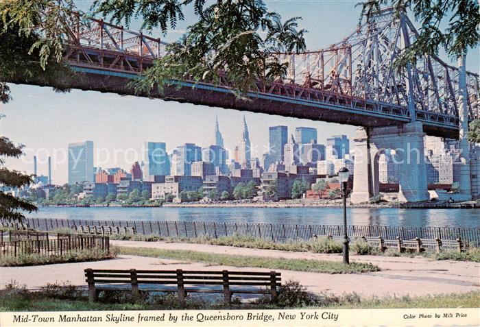 New York City Mid Town Manhattan Skyline framed by the Queensboro Bridge
