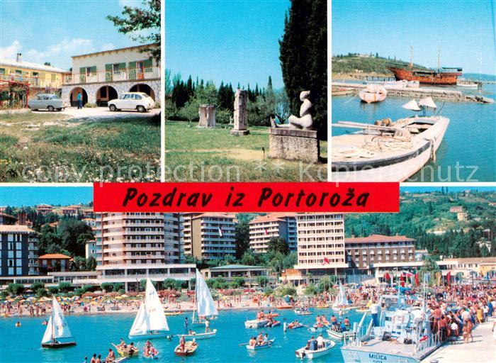 Portoroz Portorose Piran Istrien Slovenia Teilansichten Park Bootshafen Strandpa