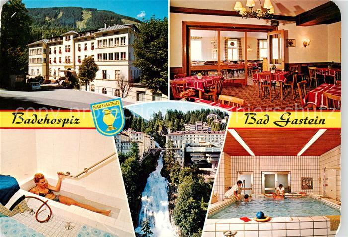 Bad Gastein AT Kuranstalt Badehospiz Speisesaal Hallenbad Wasserfall Unterwasser