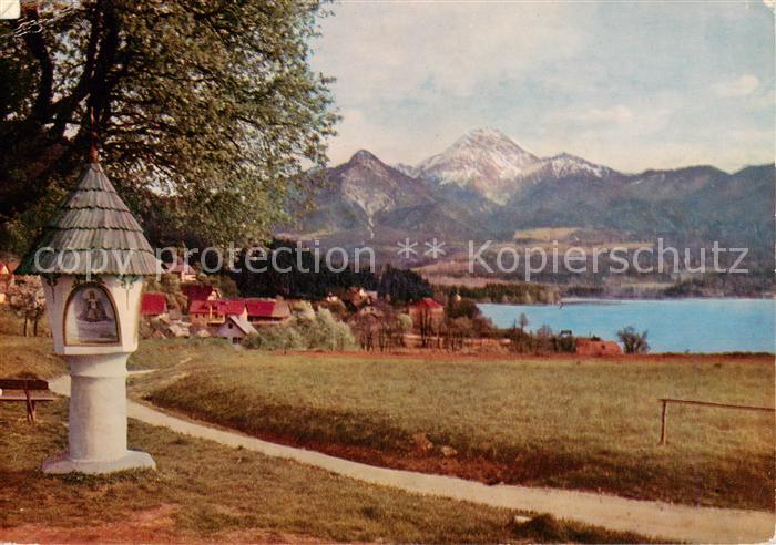 Velden  Woerthersee AT Panorama mit Bildstock und Mittagskogel