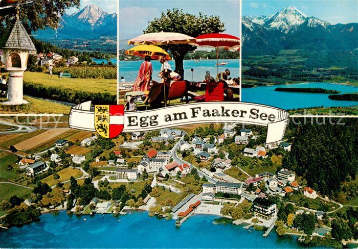 Egg Faakersee Kaernten AT Fliegeraufnahme Bildstock Seepartien