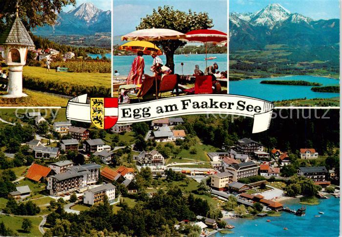 Egg Faakersee Kaernten AT Fliegeraufnahme Bildstock Seepartien